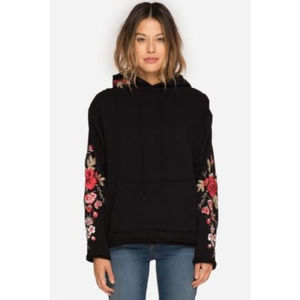 Johnny Was Meri Black Embroidered Hoodie Small NEW